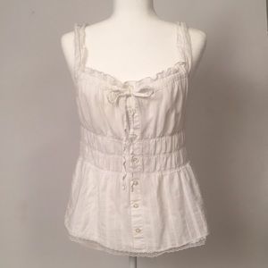 Sele White peasant style tank top M